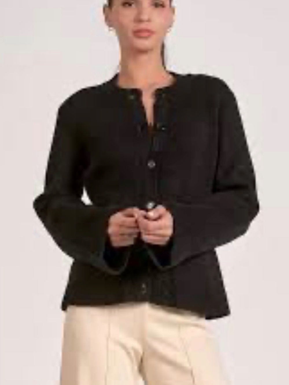 Elan Black Button-Front Knit Cardigan